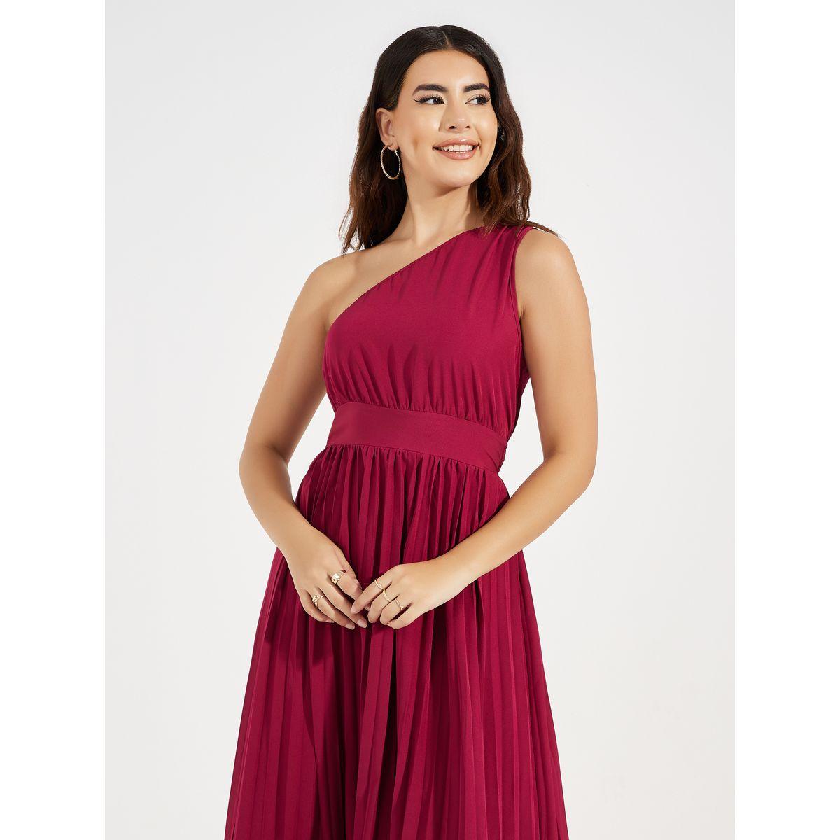 Styli One Shoulder Neck Pleated Midi Dress-women-clothing-dresses-image-2