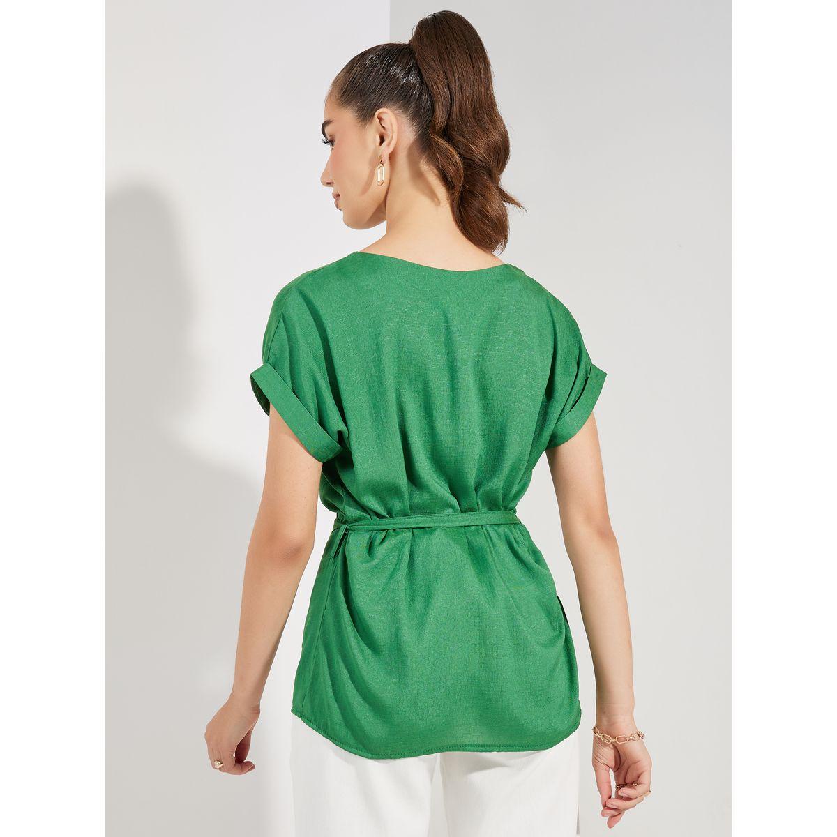 Styli Turn-Up Sleeves V Neck Blouse-women-clothing-shirtsandblouses-blouses-image-4