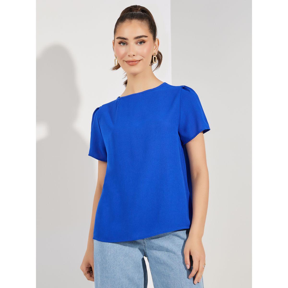 Styli Solid Puff Sleeves Regular Fit Blouse-women-clothing-shirtsandblouses-blouses-image-2