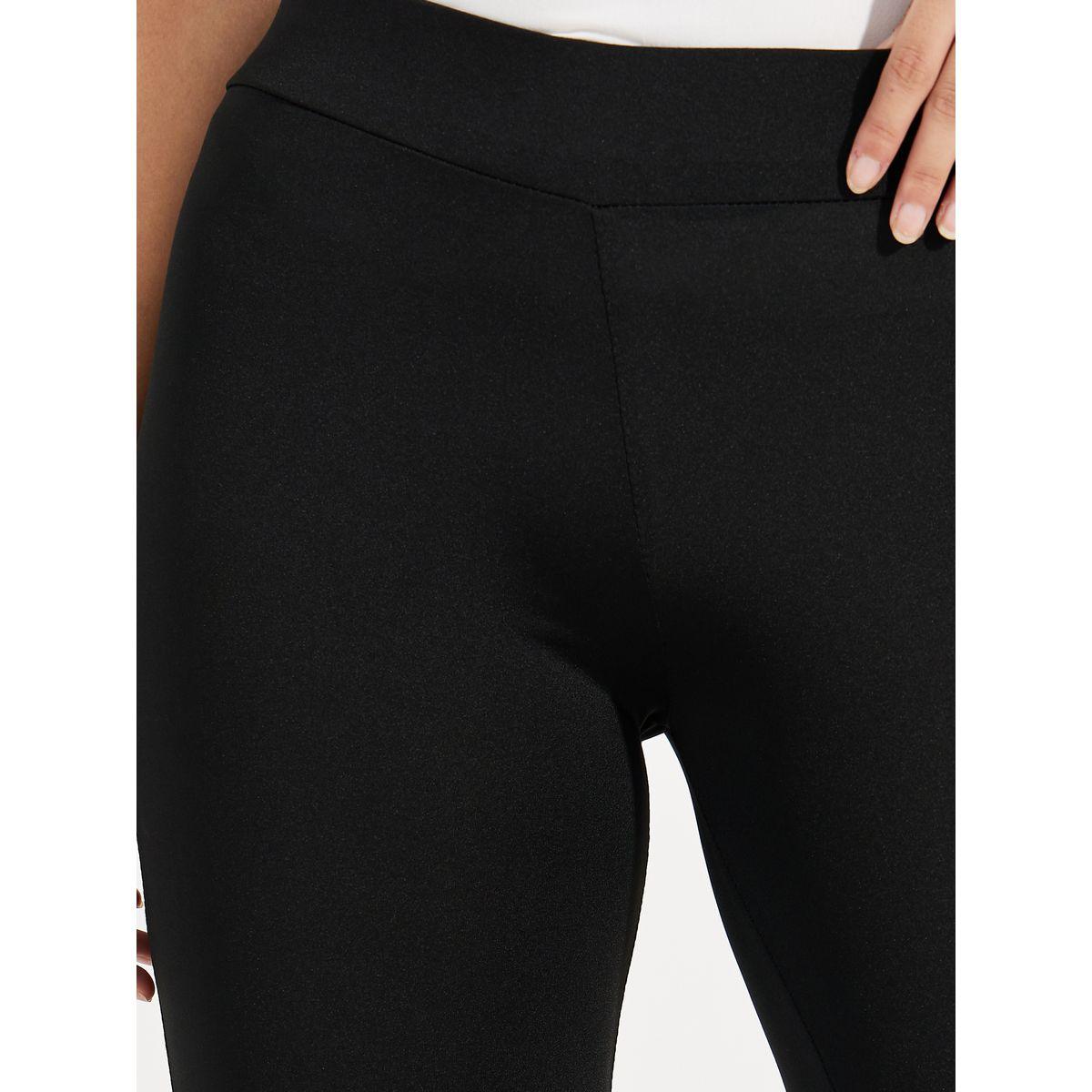 Styli Solid Elastic Waistband Flared Leggings-women-clothing-bottoms-leggings-image-3