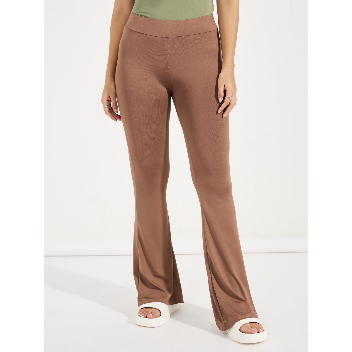 Styli Solid Elastic Waistband Flared Leggings-women-clothing-bottoms-leggings-image-2