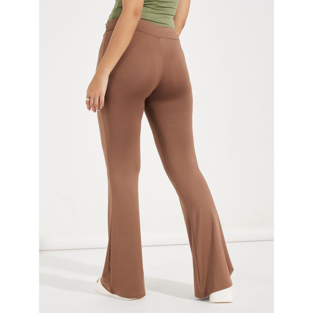 Styli Solid Elastic Waistband Flared Leggings-women-clothing-bottoms-leggings-image-4