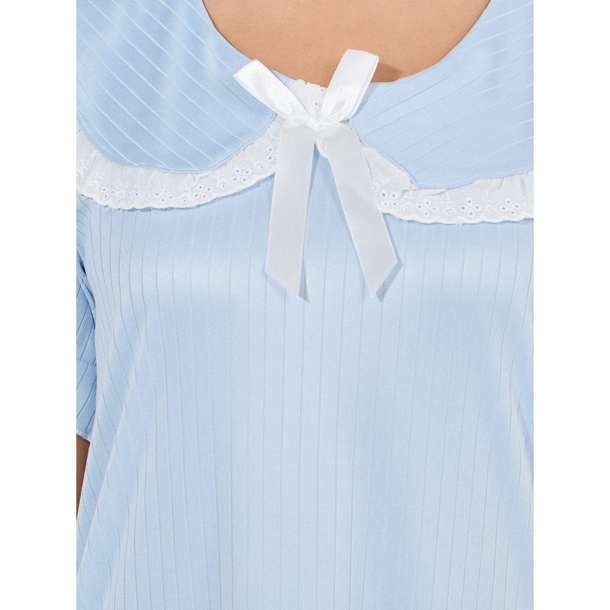 Take Two Lace Trim Bow Detail Collared Nightdress-women-clothing-nightwear-nighties-image-3