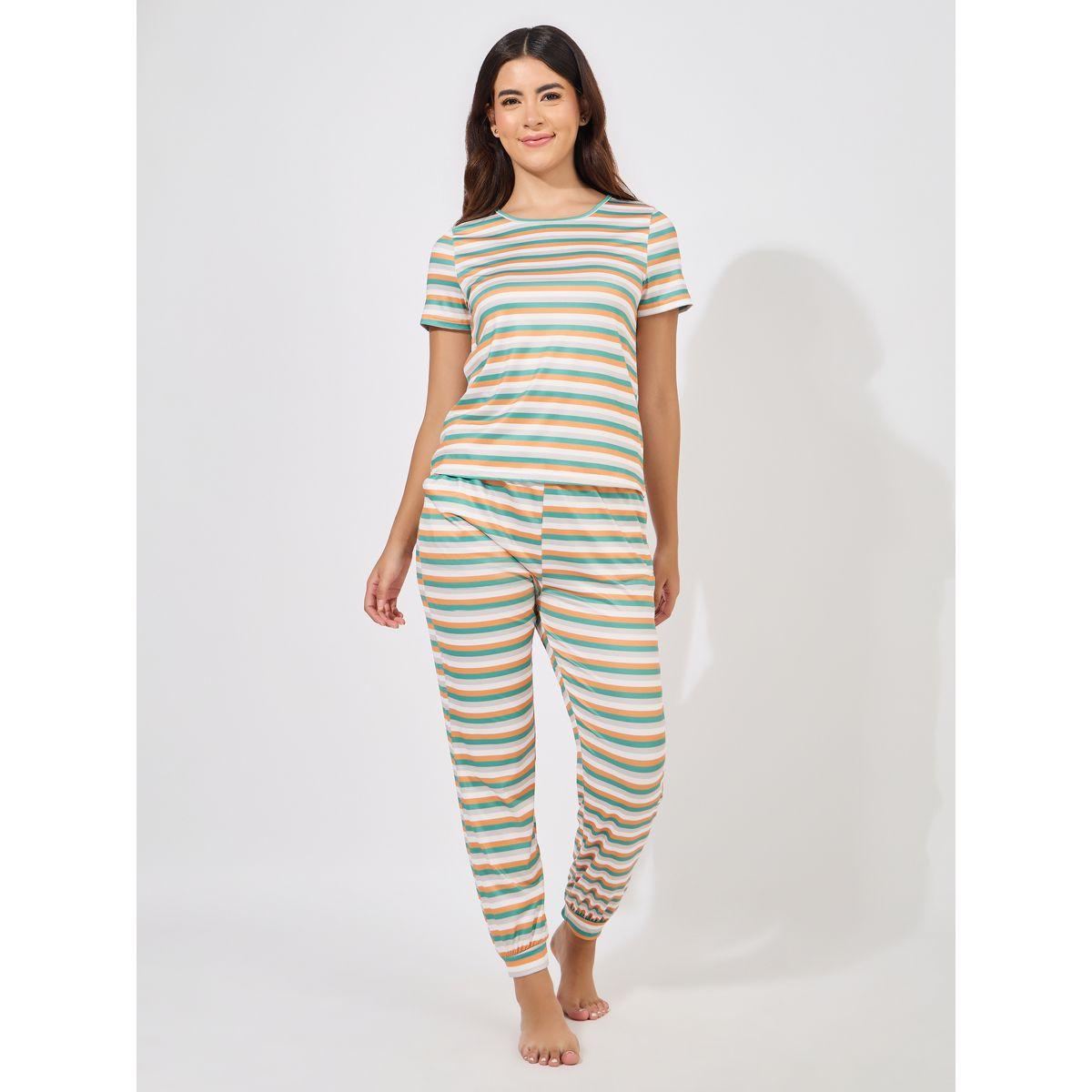 Styli Striped Print T-Shirt & Pyjama Set-women-clothing-nightwear-pyjamas-longsets-image-2