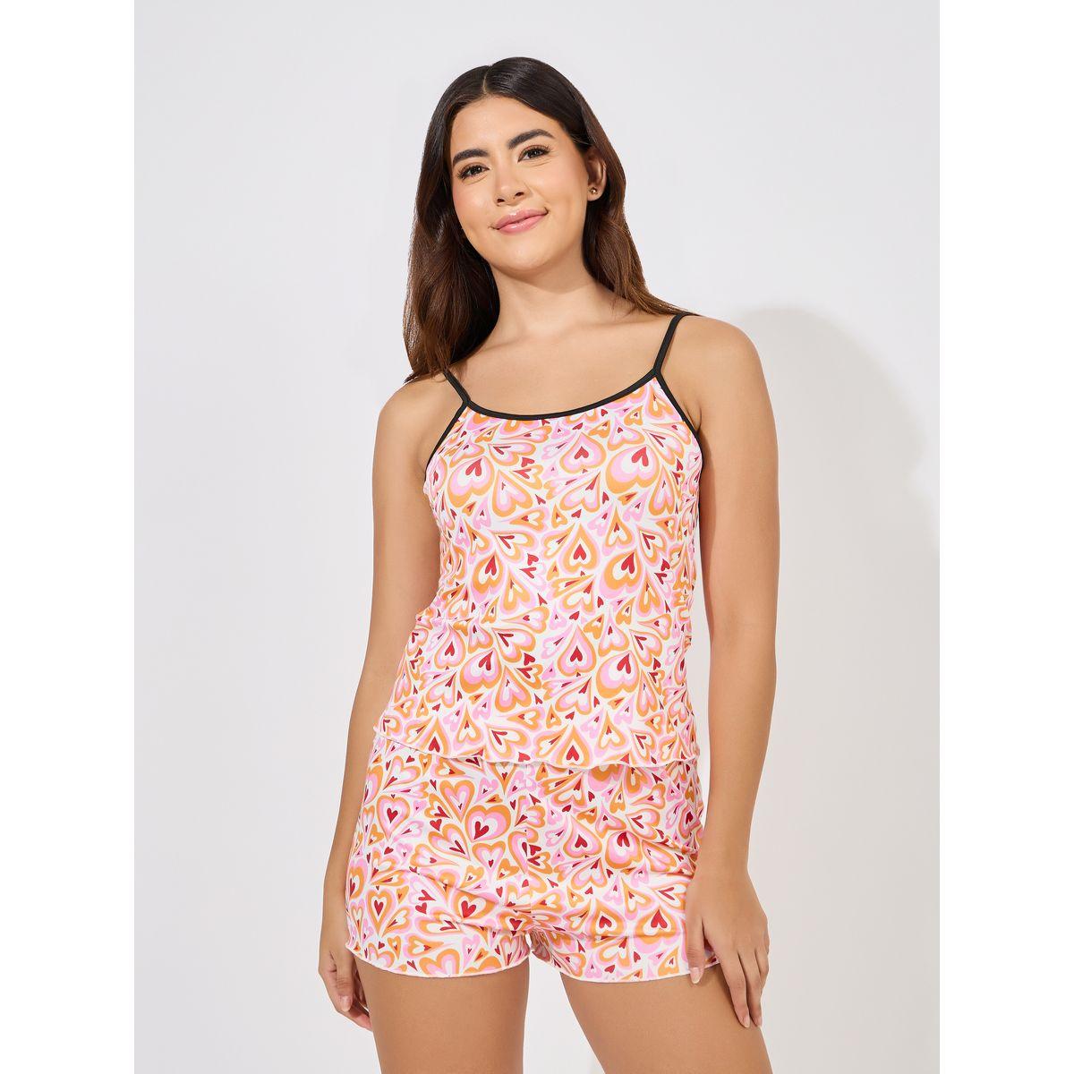 Styli All Over Heart Print Cami & Shorts Set-women-clothing-nightwear-pyjamas-shortsets-image-1