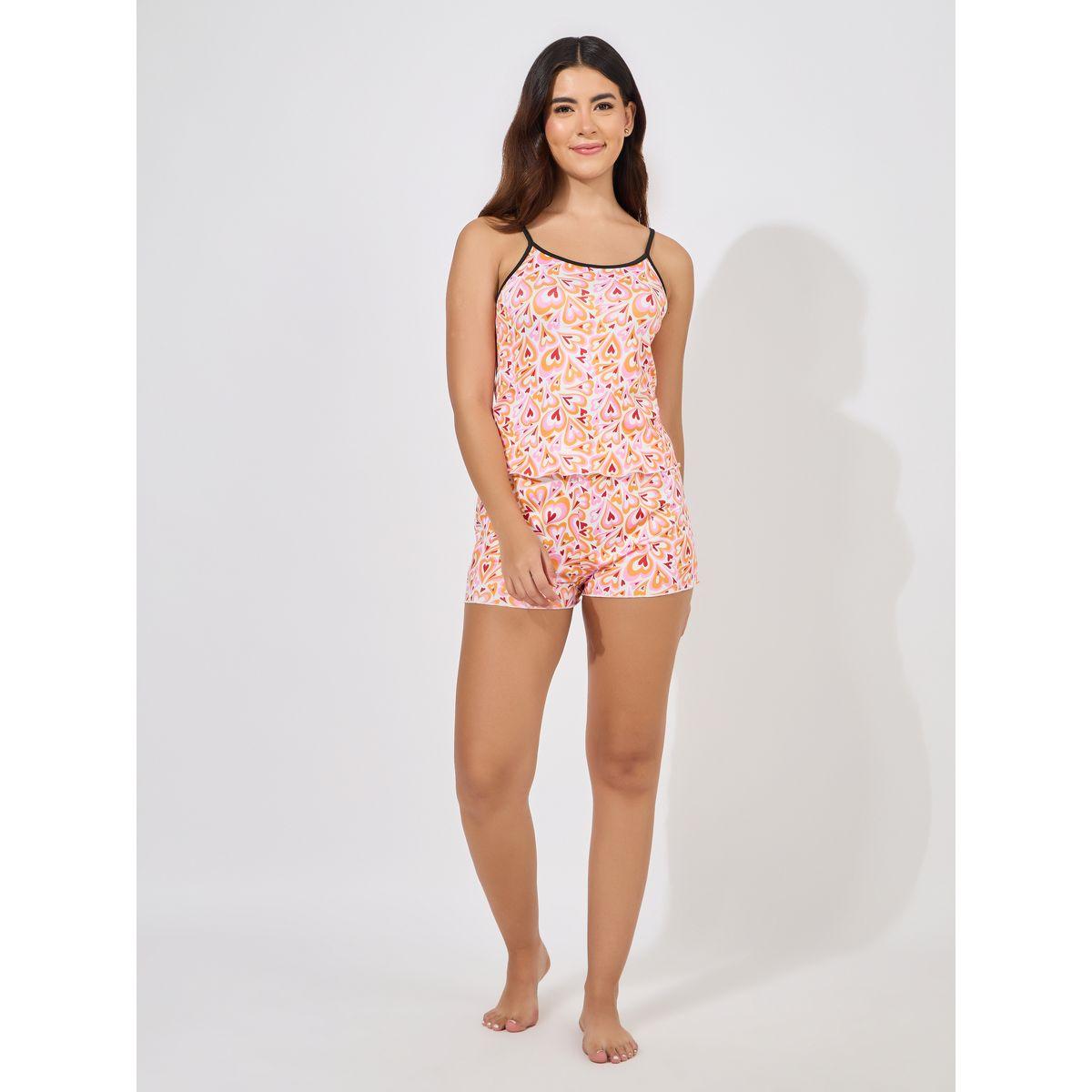 Styli All Over Heart Print Cami & Shorts Set-women-clothing-nightwear-pyjamas-shortsets-image-2