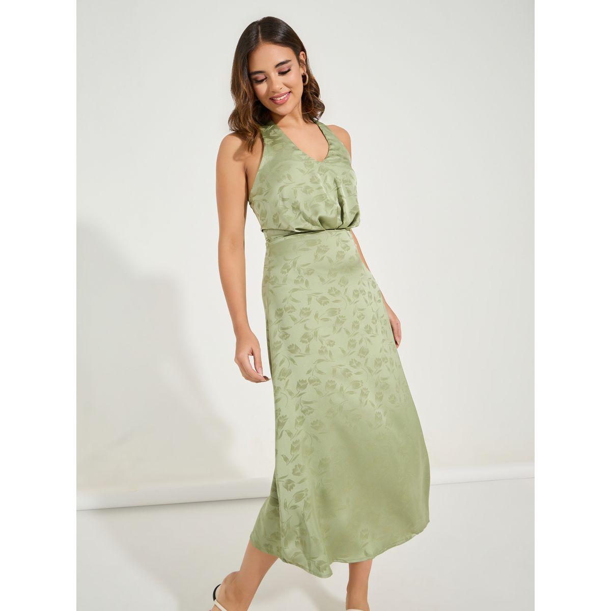 Styli Halter Neck Jacquard A-Line Midi Dress-women-clothing-dresses-image-5
