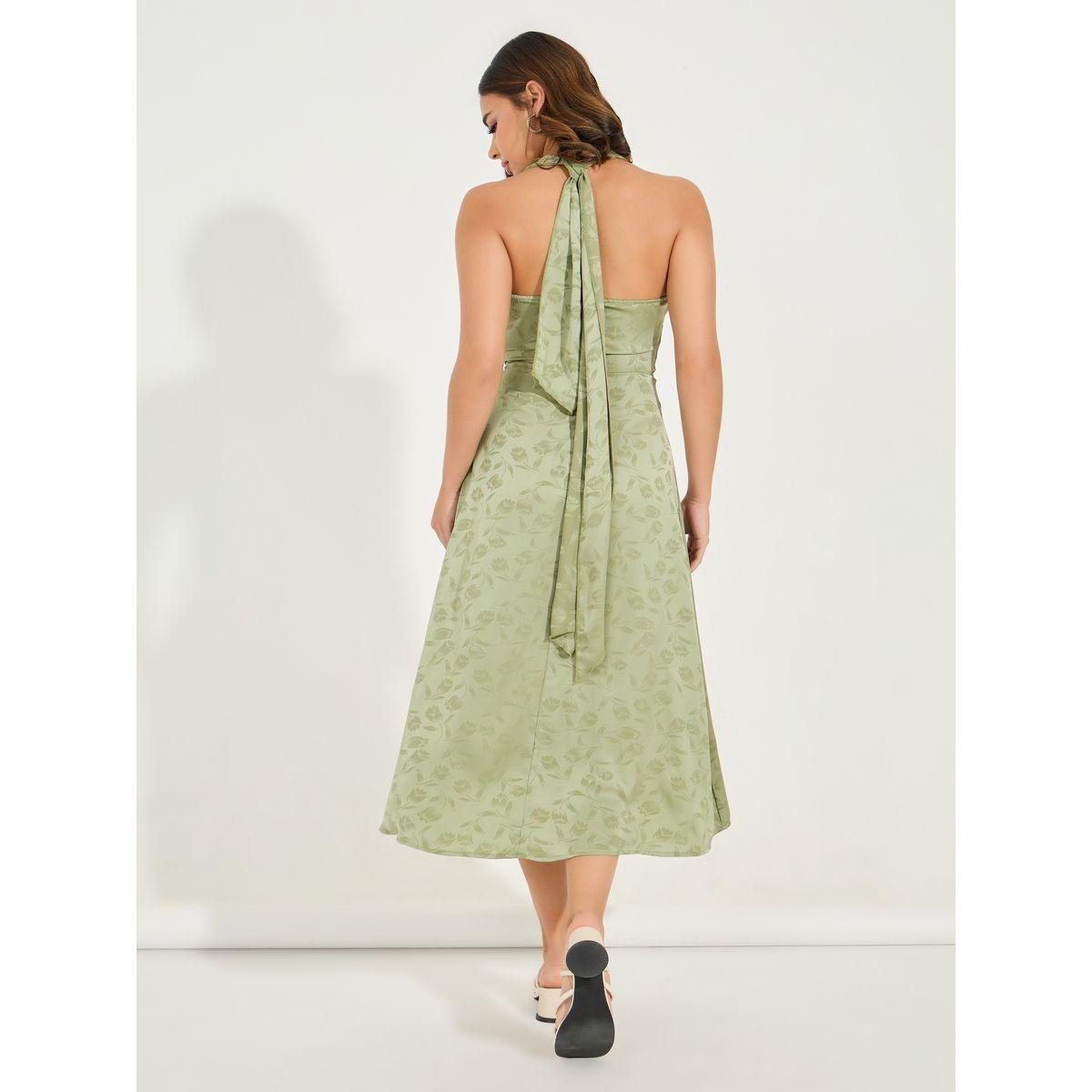 Styli Halter Neck Jacquard A-Line Midi Dress-women-clothing-dresses-image-6