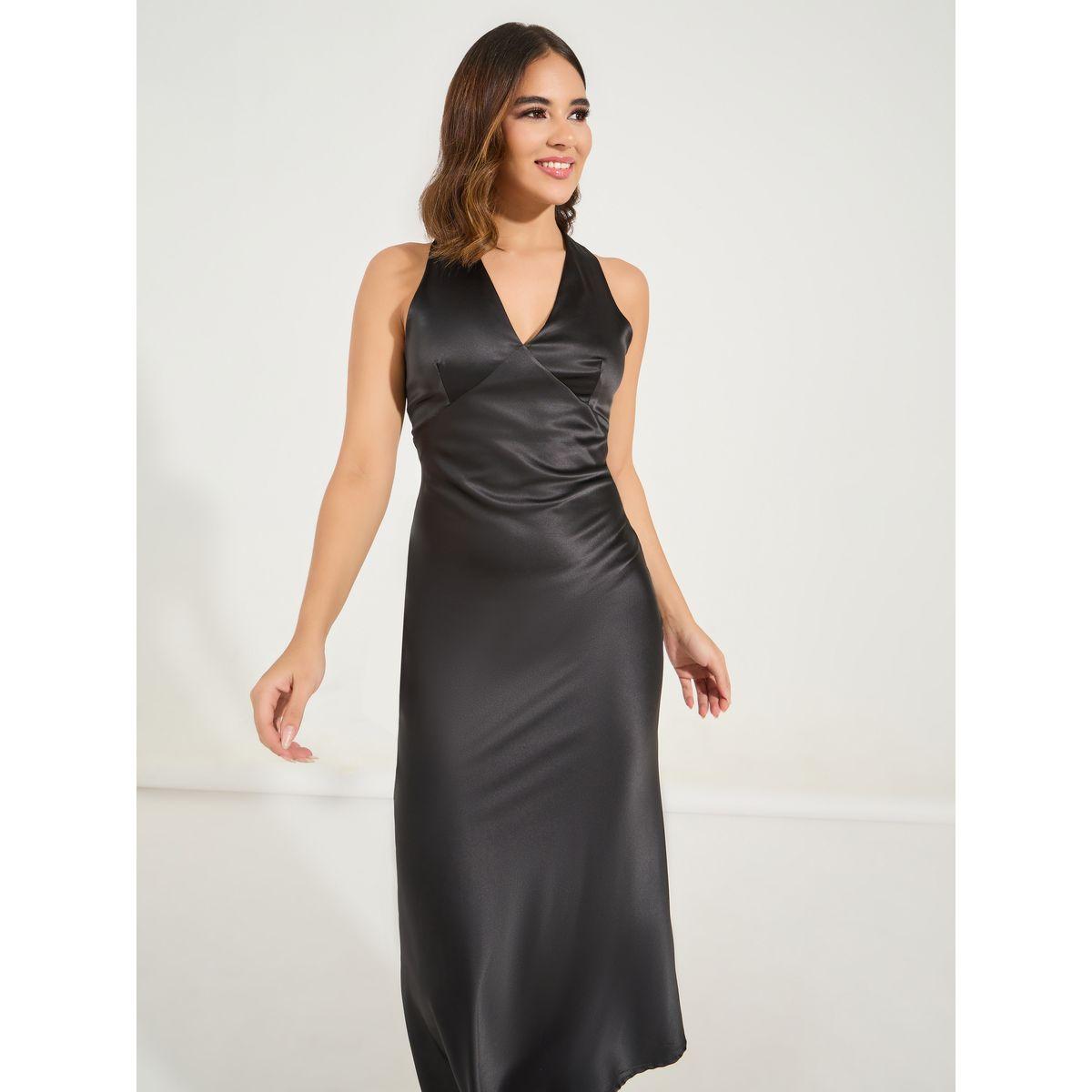 فستان ميدي سادة بلا اكمام مع اربطة كروس-women-clothing-dresses-image-5