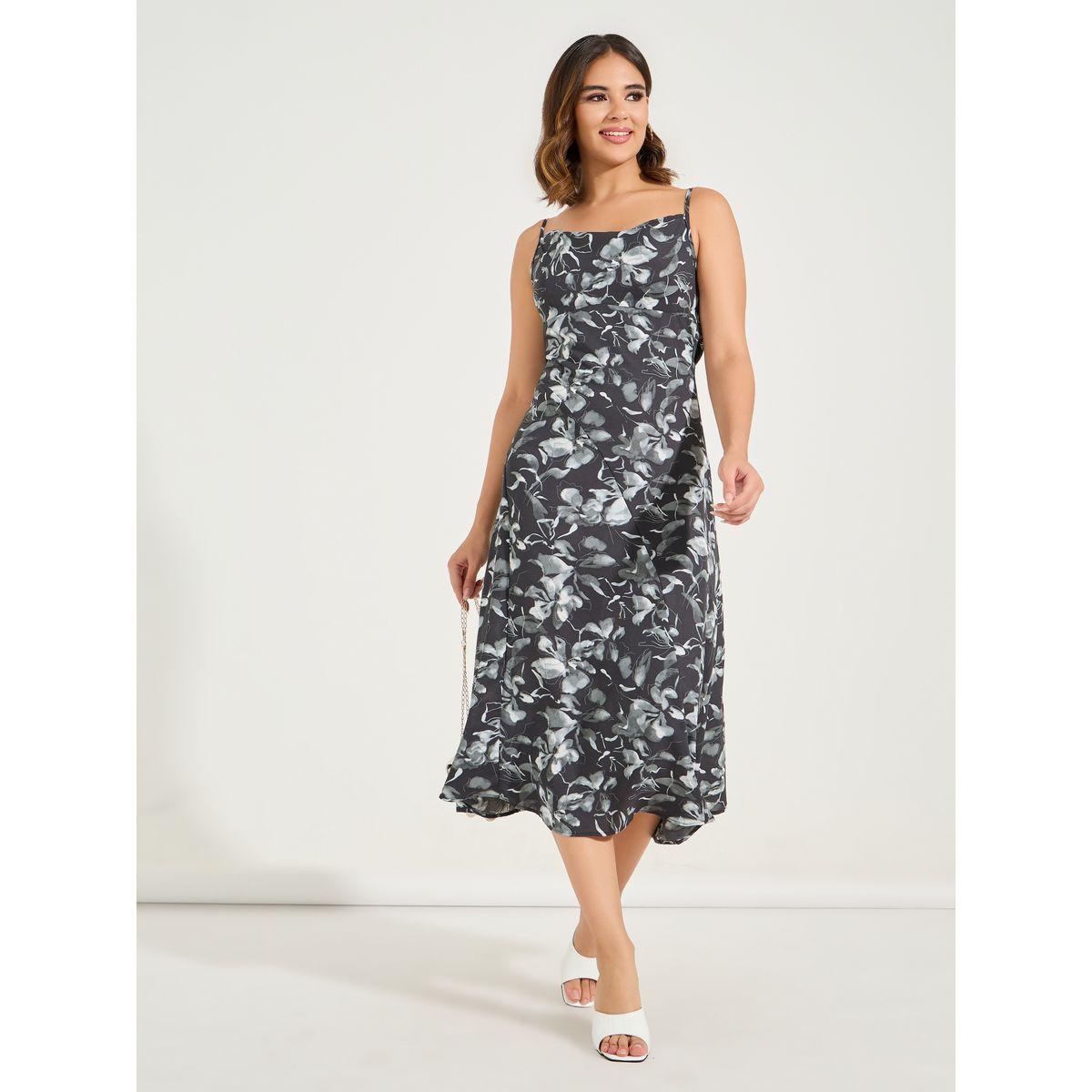 فستان ميدي مطبع بزهور مع حمالات وياقة منسدلة-women-clothing-dresses-image-1