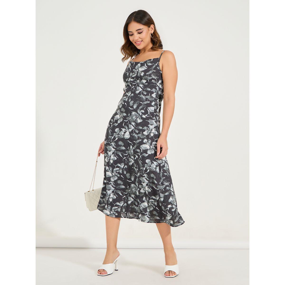فستان ميدي مطبع بزهور مع حمالات وياقة منسدلة-women-clothing-dresses-image-4