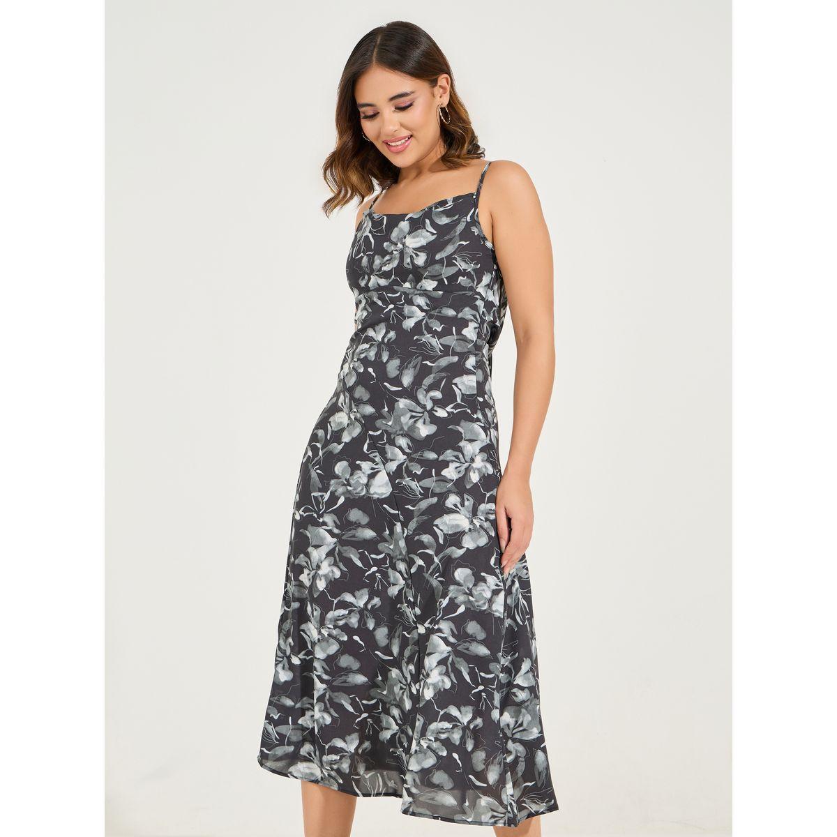 Styli Floral Print Strappy Midi Dress with Cowl Neck-women-clothing-dresses-image-5