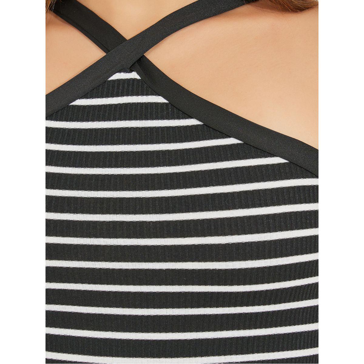 فستان ميدي بديكون مخطط بياقة هولتر-women-clothing-dresses-image-3