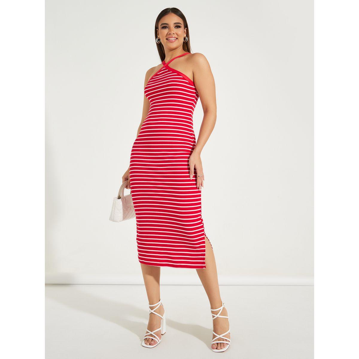 Styli Striped Halter Neck Bodycon Midi Dress-women-clothing-dresses-image-4