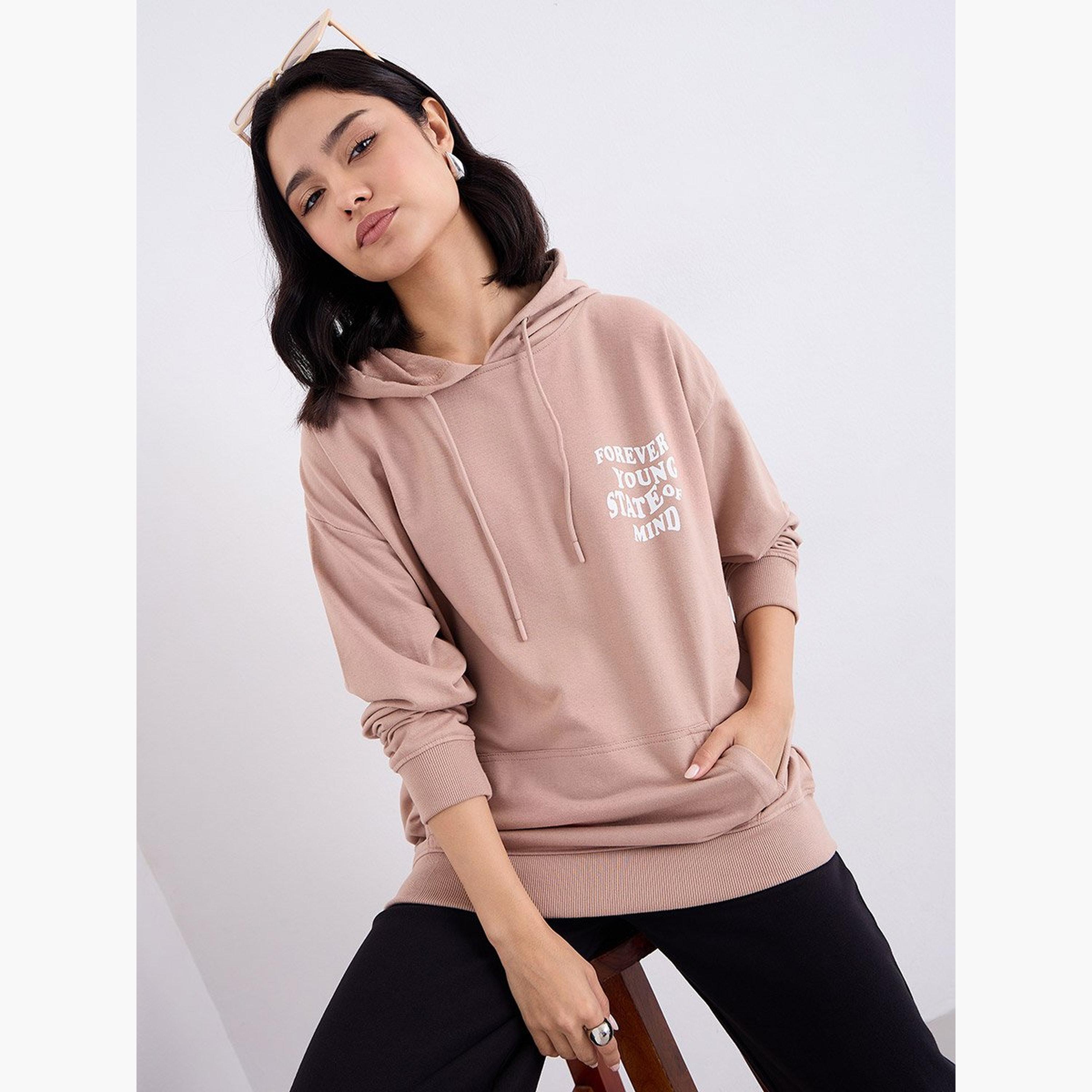 Styli Slogan Print Hooded Neck Long Sleeves Women's Hoodie-women-clothing-hoodiesandsweatshirts-hoodies-image-3