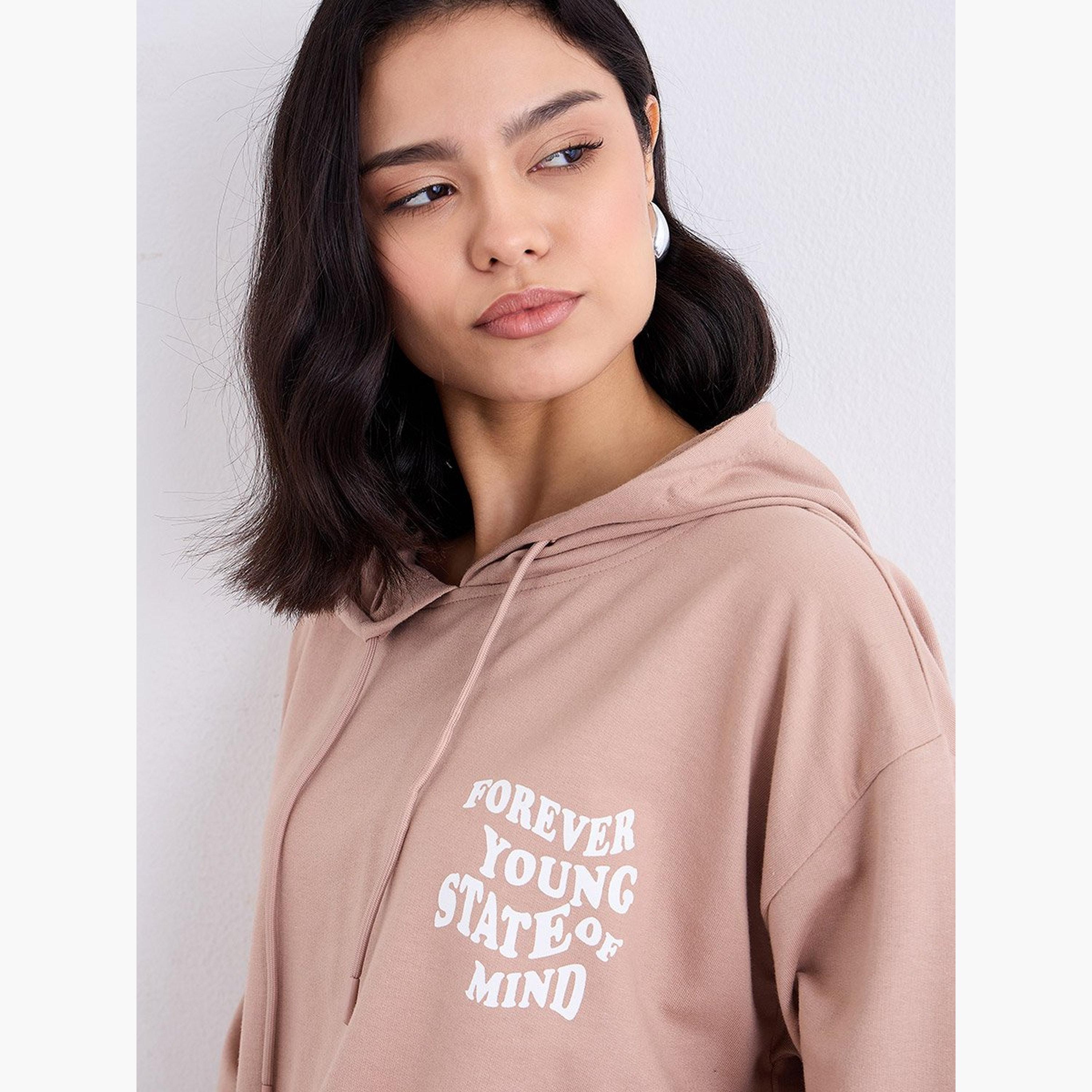 Styli Slogan Print Hooded Neck Long Sleeves Women's Hoodie-women-clothing-hoodiesandsweatshirts-hoodies-image-4