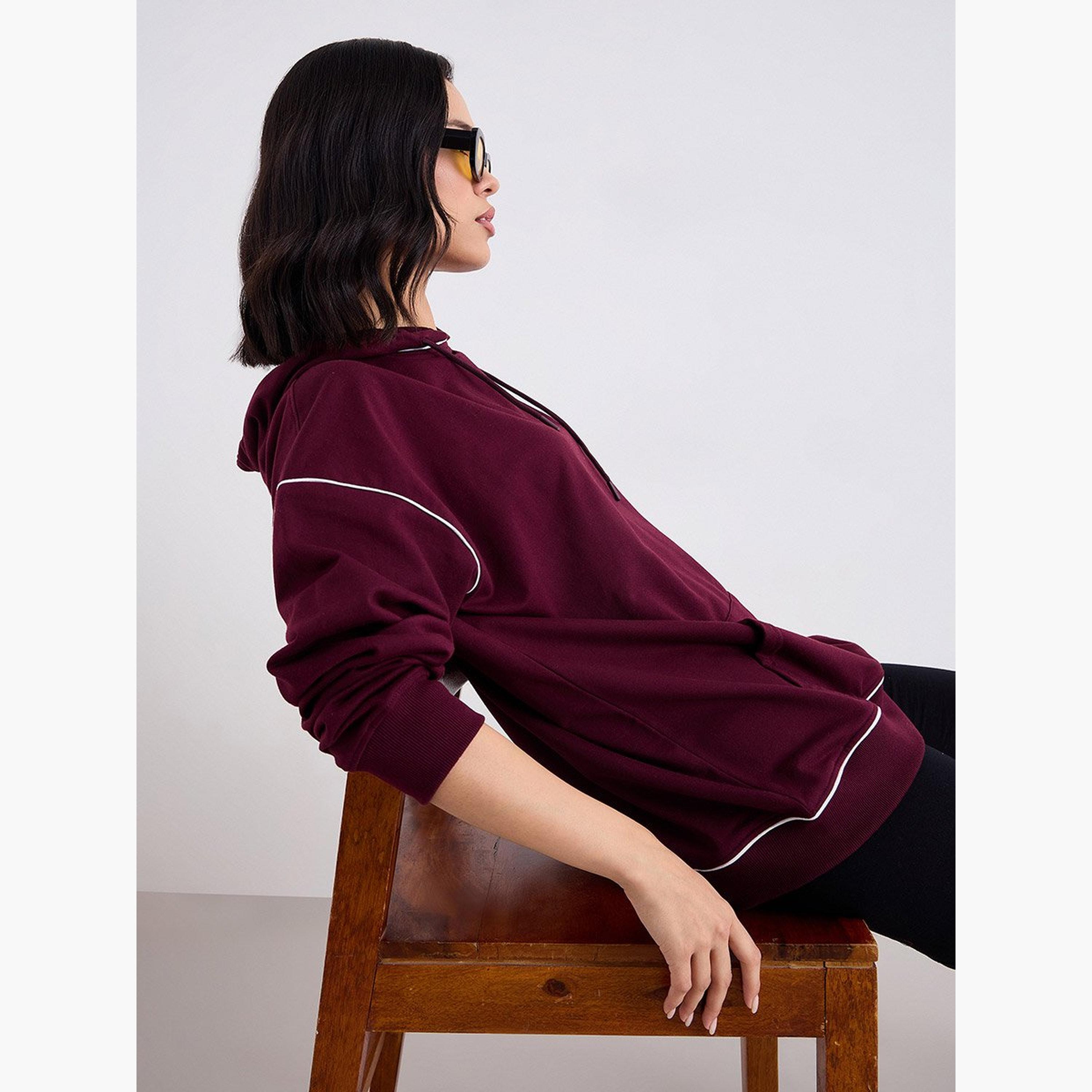 ستايلي - هودي مقاس كبير مطبوع بحياكة متباينة-women-clothing-hoodiesandsweatshirts-hoodies-image-5