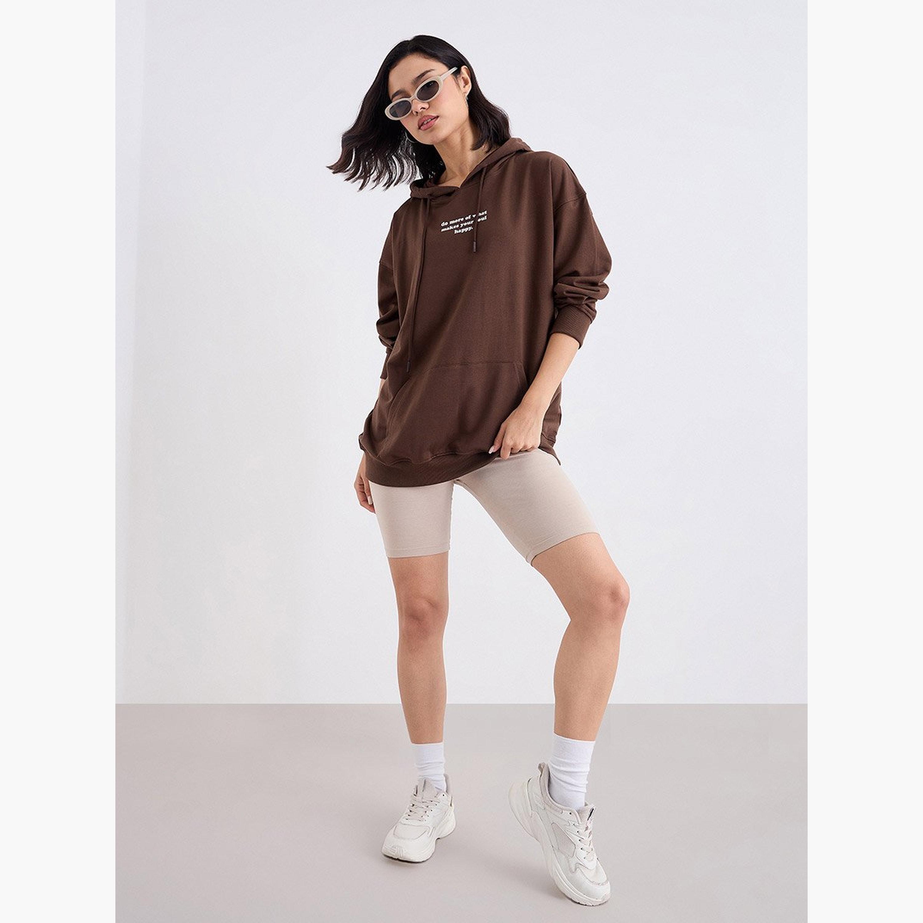 ستايلي - هودي بطبعة شعار طويل مقاس كبير-women-clothing-hoodiesandsweatshirts-hoodies-image-2