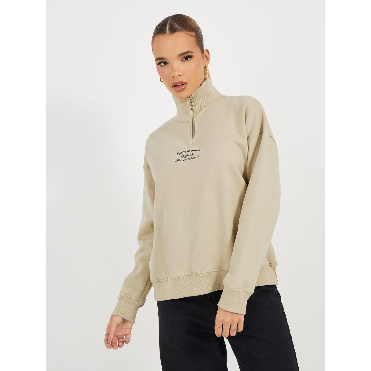 Styli Regular Fit Regular Length Half Zip Slogan Sweatshirt-women-clothing-hoodiesandsweatshirts-sweatshirts-image-3