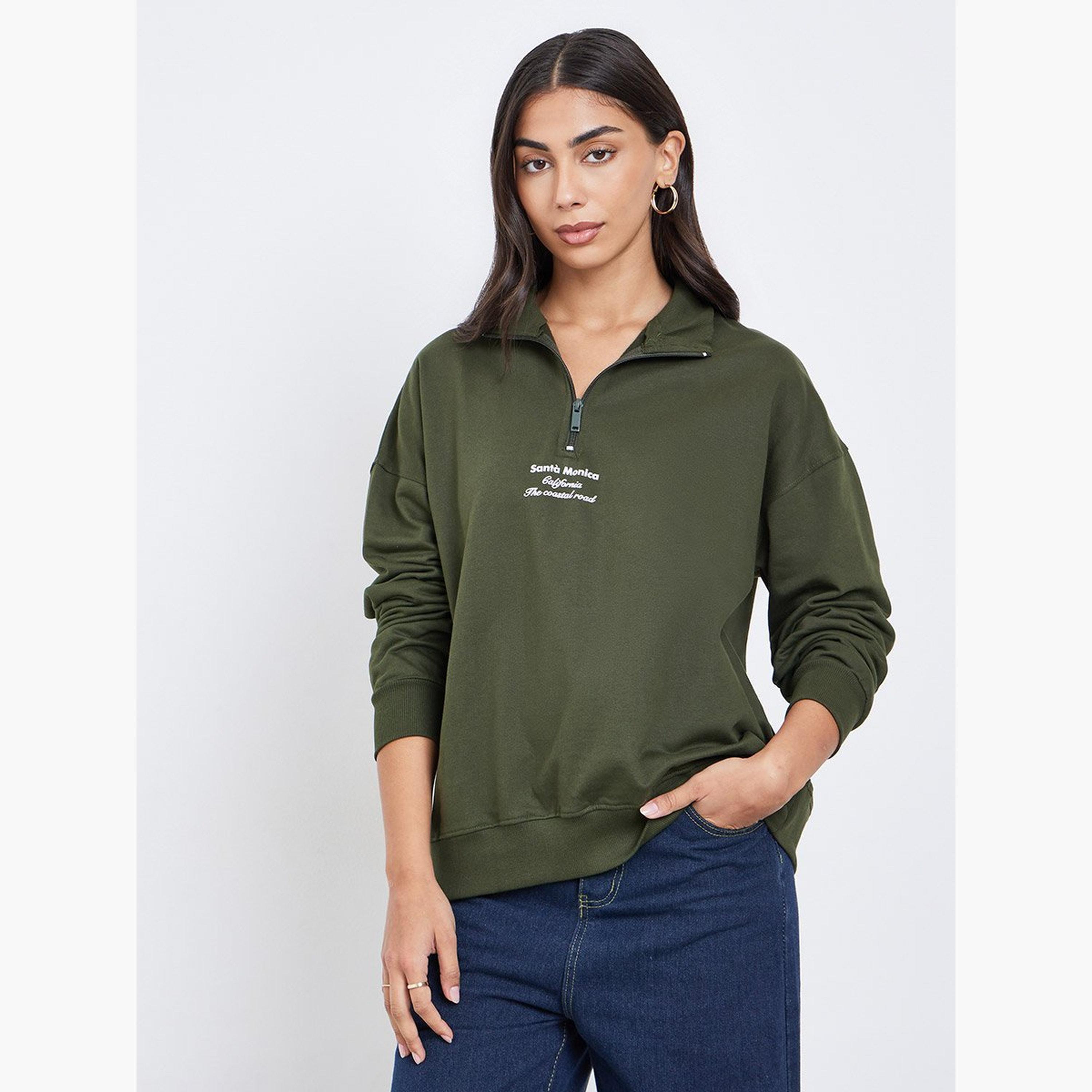 Styli Santa Monica California Print High Neck Long Sleeves Women's Sweatshirt-women-winterwear-hoodiesandsweatshirts-sweatshirts-image-1