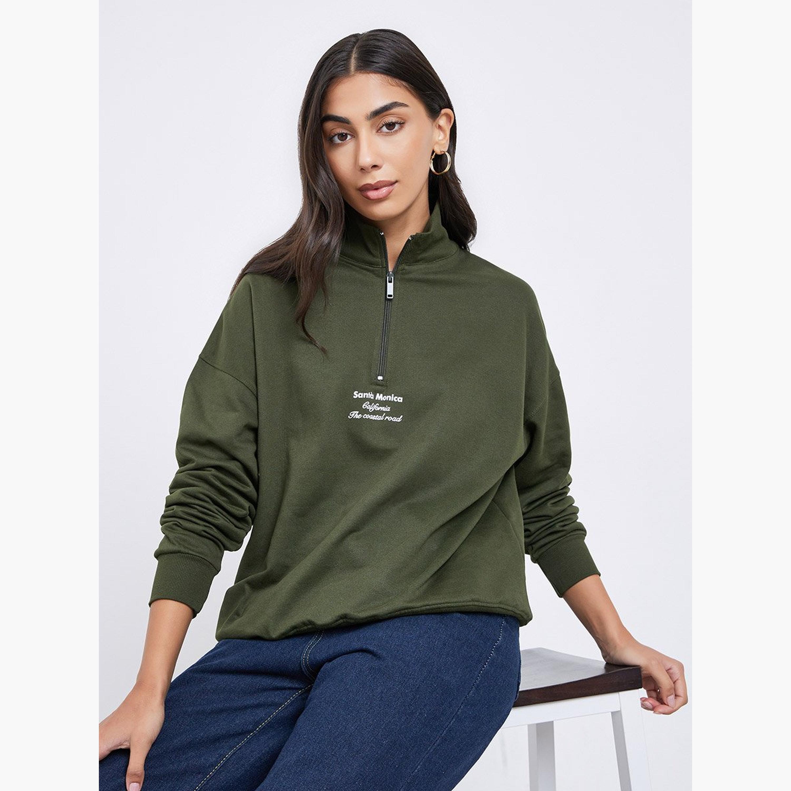 Styli Santa Monica California Print High Neck Long Sleeves Women's Sweatshirt-women-winterwear-hoodiesandsweatshirts-sweatshirts-image-2