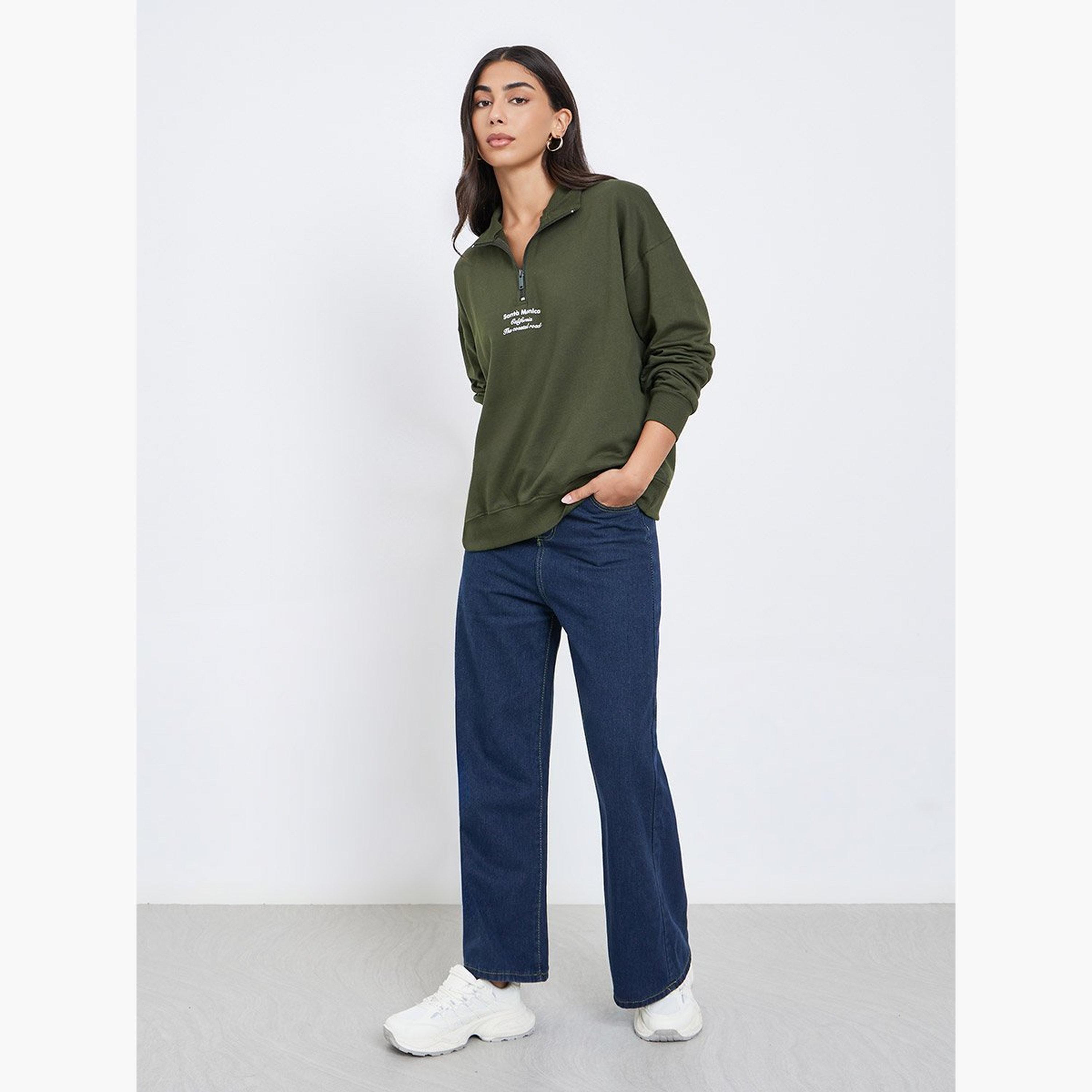 Styli Santa Monica California Print High Neck Long Sleeves Women's Sweatshirt-women-winterwear-hoodiesandsweatshirts-sweatshirts-image-3