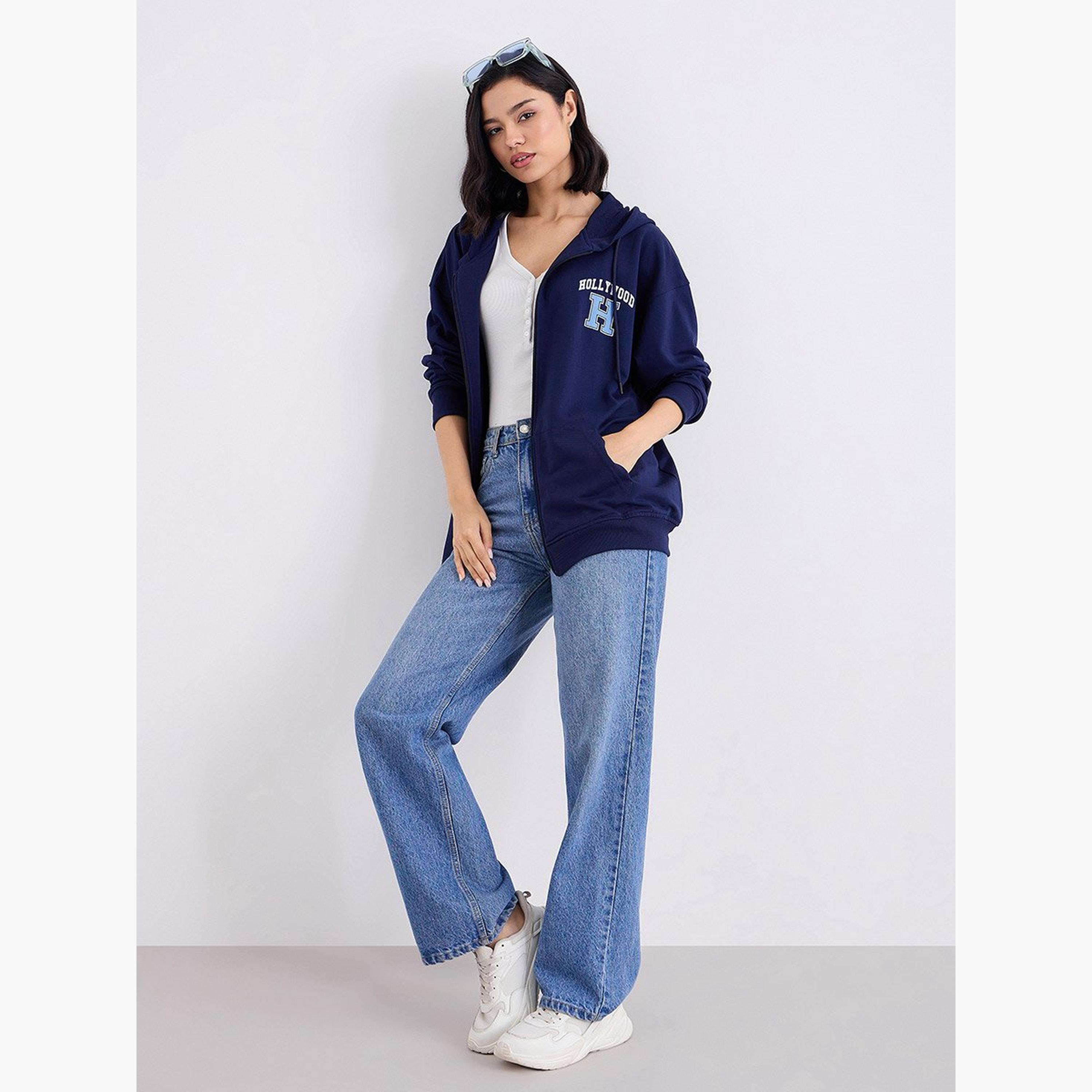 ستايلي - هودي طويل الحجم مزود بسحاب-women-clothing-hoodiesandsweatshirts-hoodies-image-2