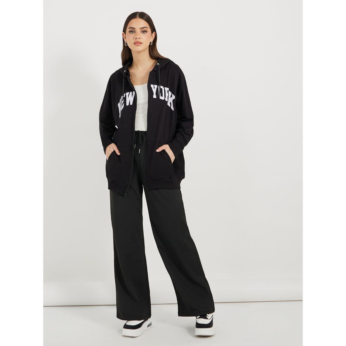 Styli Oversized Zip Through New York Print Hoodie-women-winterwear-hoodiesandsweatshirts-hoodies-image-2