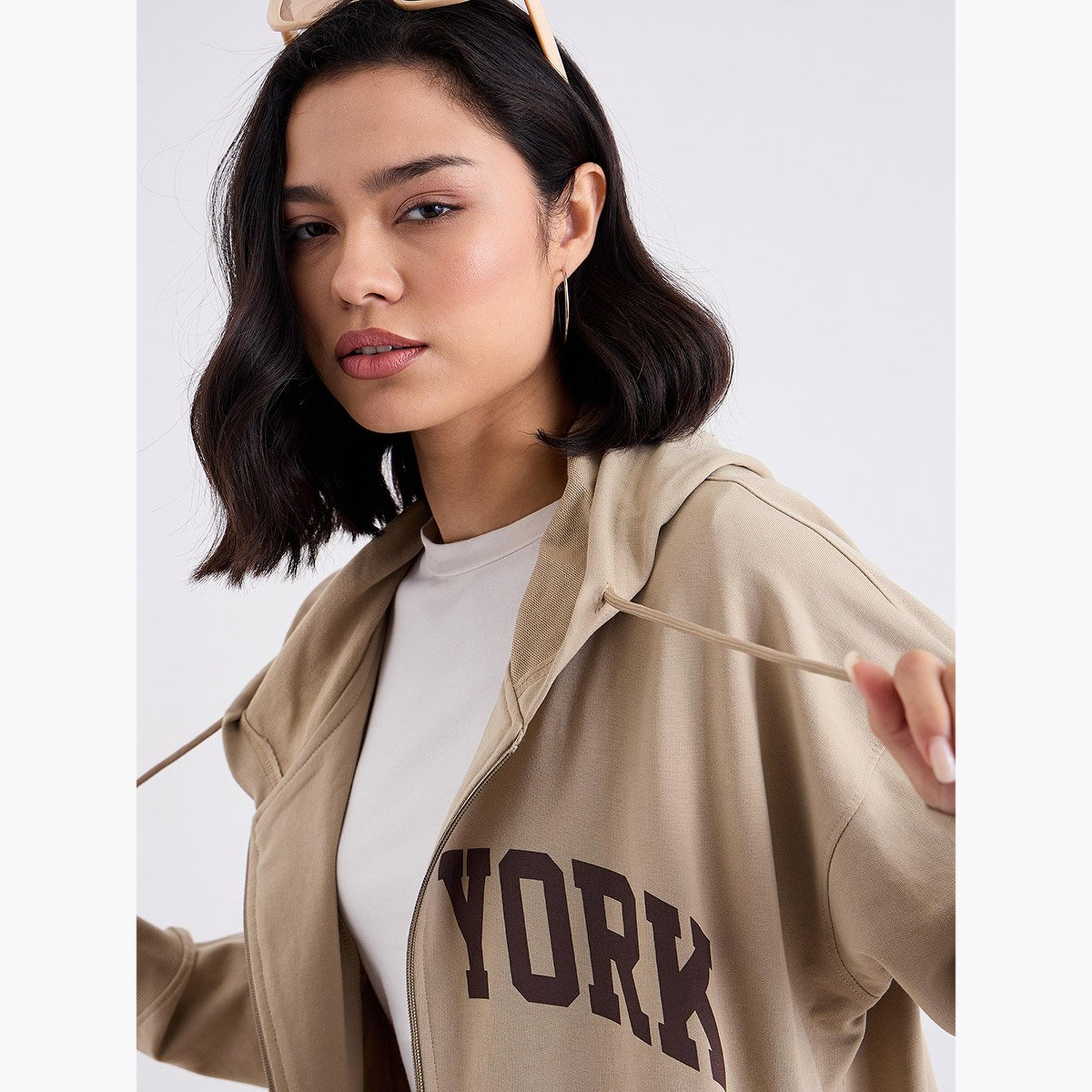 Styli New York Print Hooded Neck Long Sleeves Women's Zip Through Hoodie-women-clothing-hoodiesandsweatshirts-hoodies-image-3