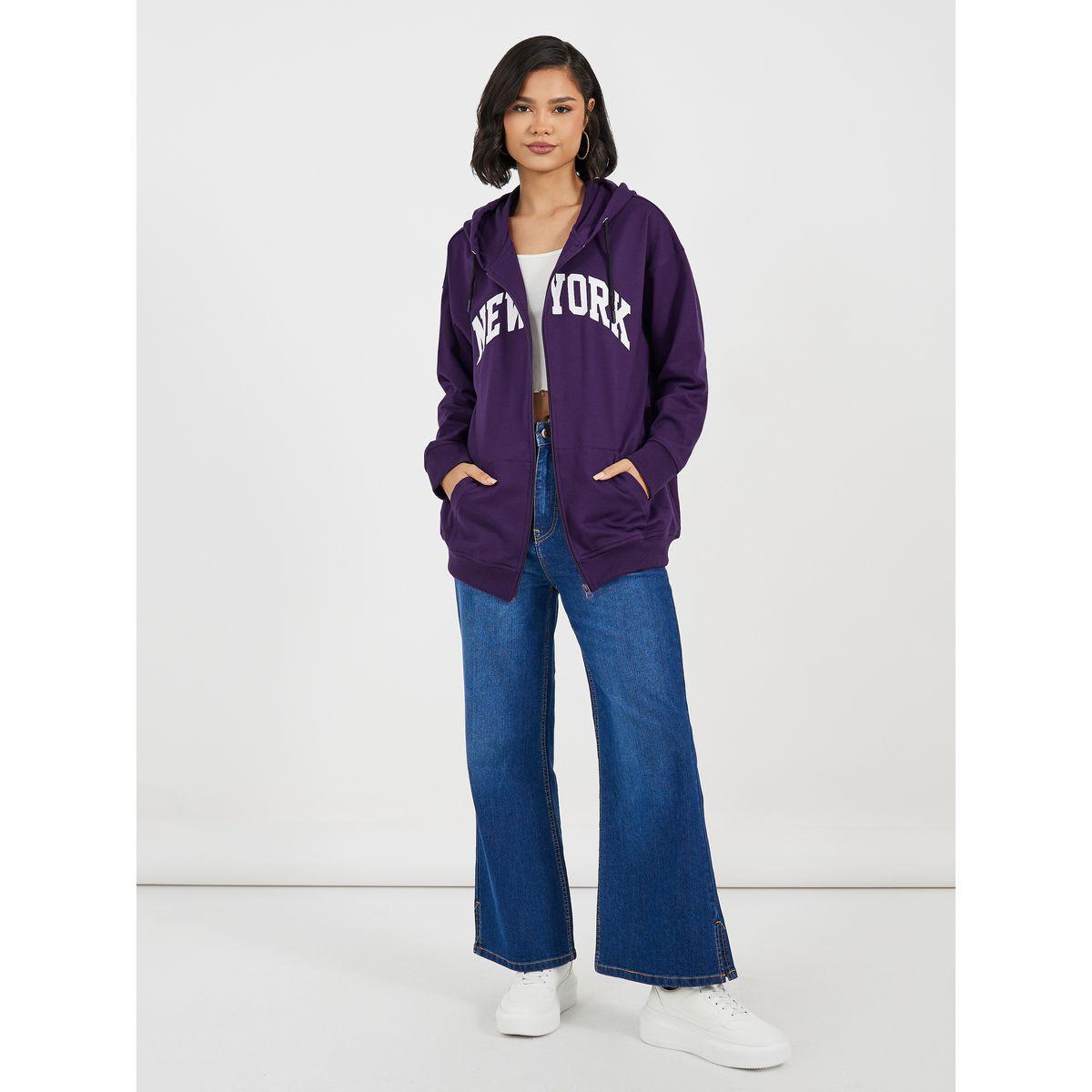هودي فضفاض بطبعة نيويورك وسحَّاب غلق-women-clothing-hoodiesandsweatshirts-hoodies-image-2