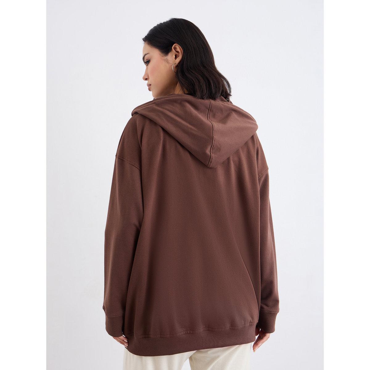Styli Oversized Zip Through Hoodie with Badge Detail-women-winterwear-hoodiesandsweatshirts-hoodies-image-4