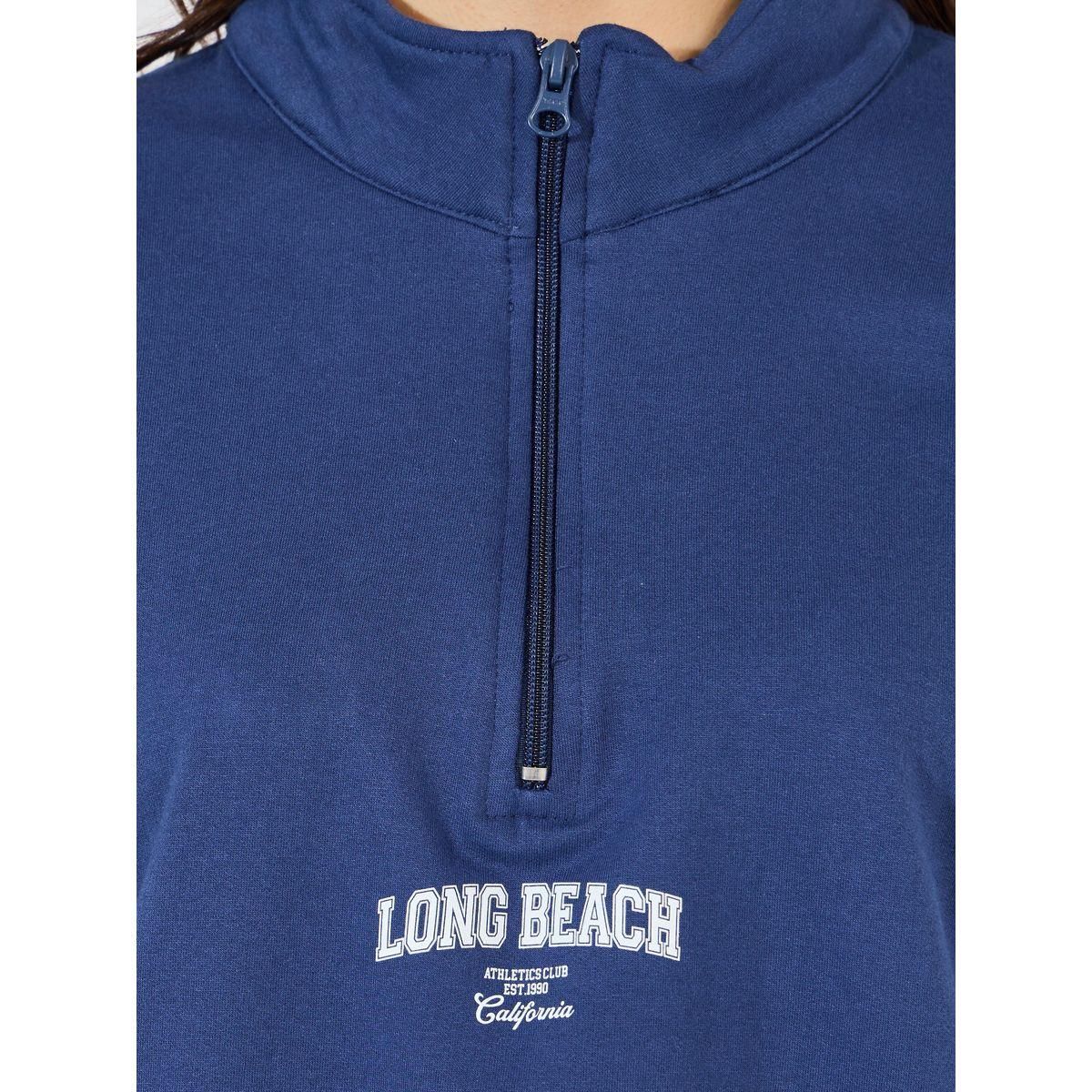 Styli Regular Fit Slogan Print Half Zip Sweatshirt-women-winterwear-hoodiesandsweatshirts-sweatshirts-image-3