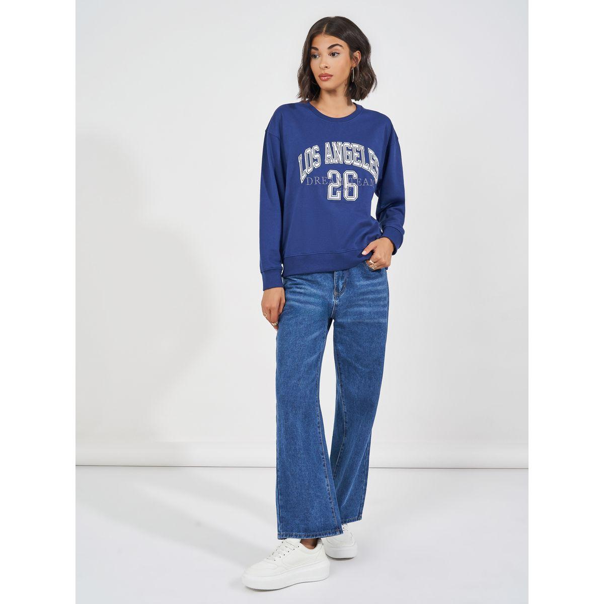 سويت شيرت مطبع بكتابة مع قصة عادية-women-winterwear-hoodiesandsweatshirts-sweatshirts-image-2