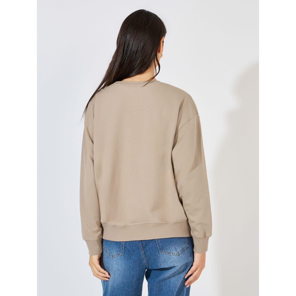 Styli Regular Fit Longline Graphic Sweatshirt with Neck Rib Detail-women-winterwear-hoodiesandsweatshirts-sweatshirts-image-4