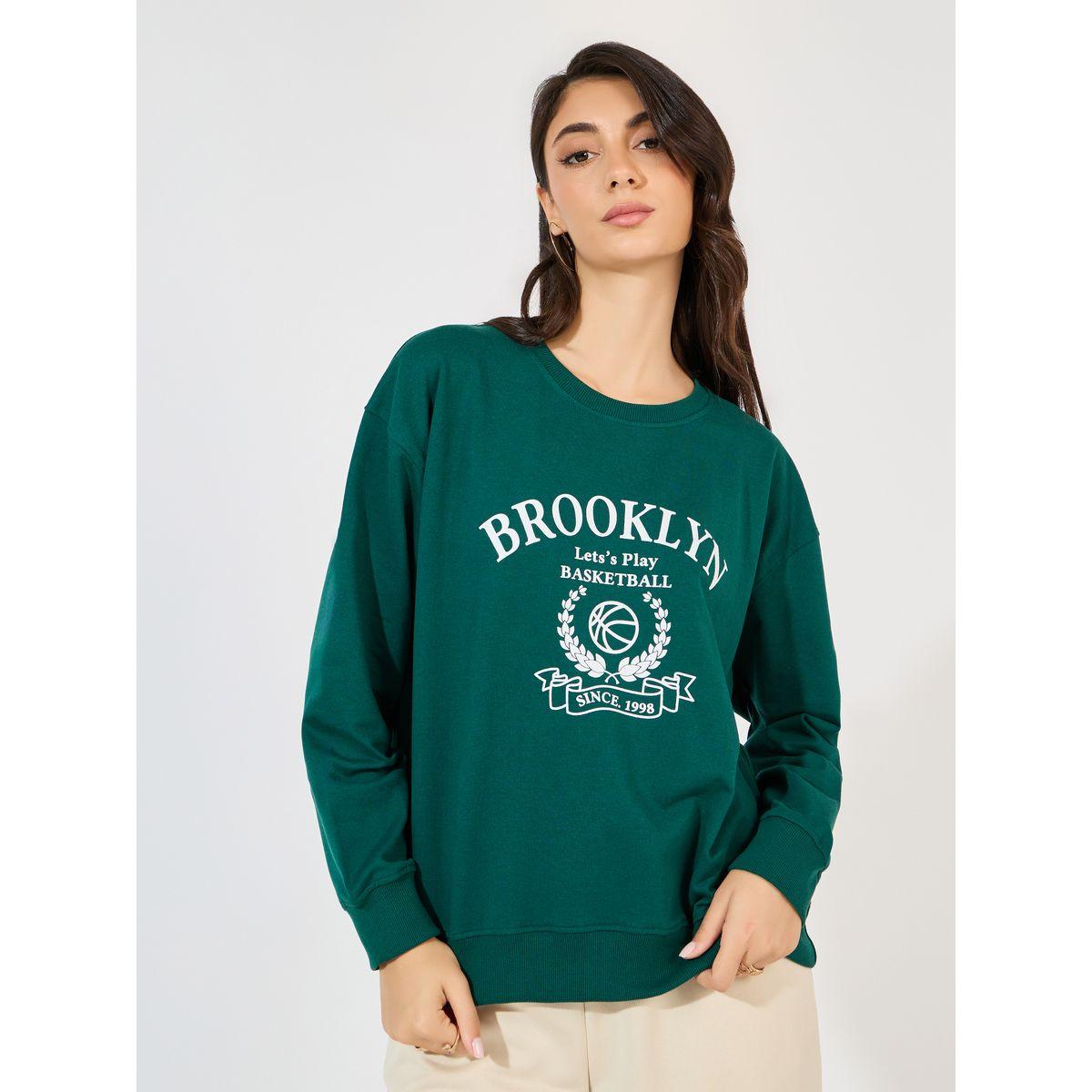 Styli Regular Fit Longline Graphic Sweatshirt with Neck Rib Detail-women-winterwear-hoodiesandsweatshirts-sweatshirts-image-1