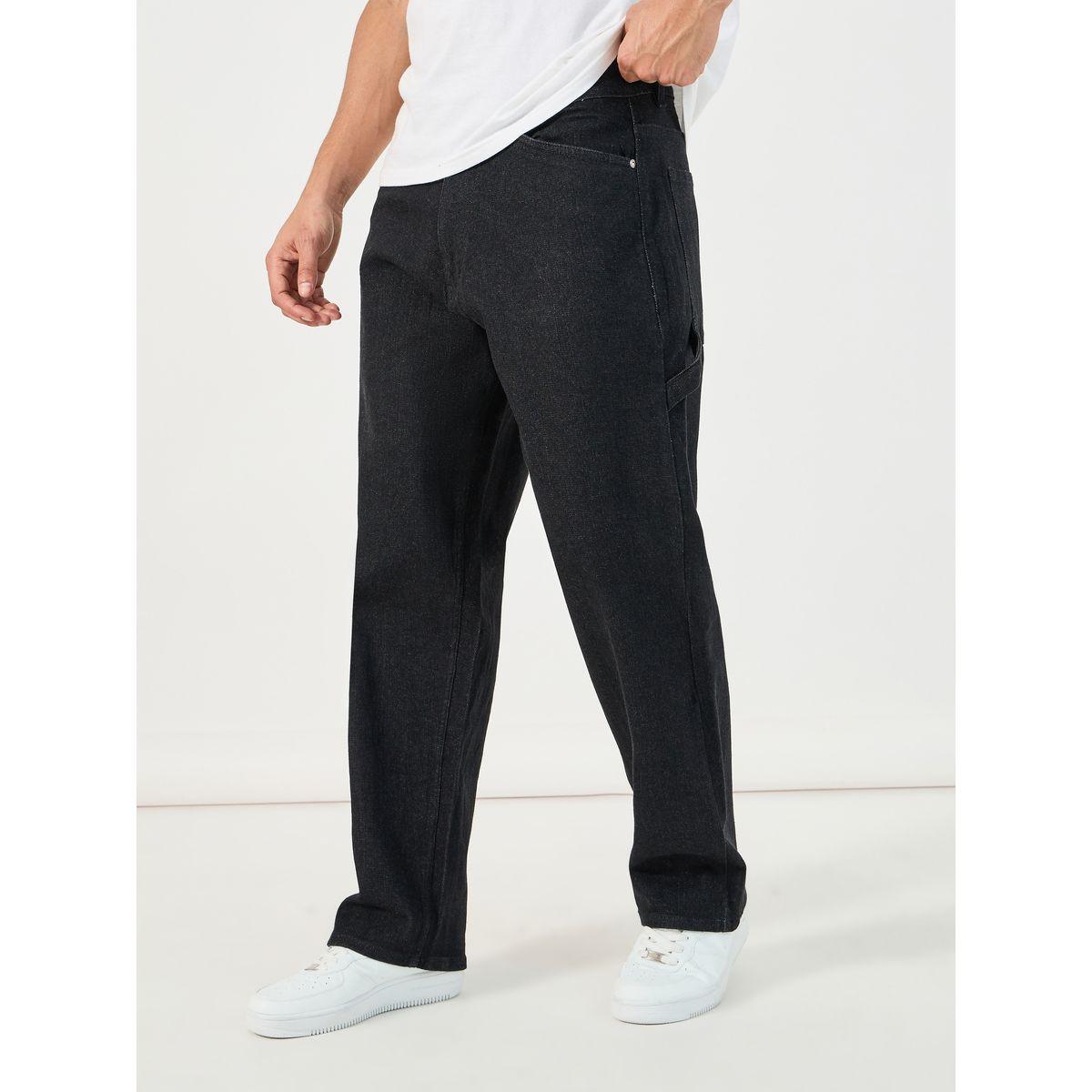 Styli Solid Carpenter Fit Jeans with Pockets-men-clothing-bottoms-jeans-image-1