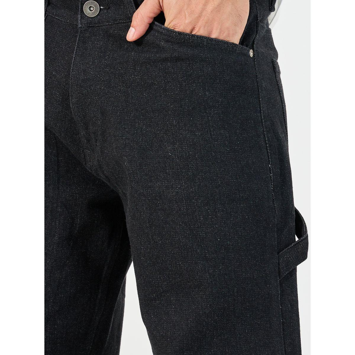 Styli Solid Carpenter Fit Jeans with Pockets-men-clothing-bottoms-jeans-image-3
