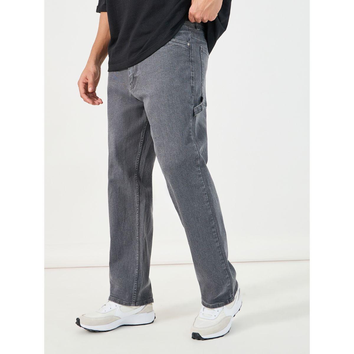 Styli Solid Carpenter Fit Jeans with Pockets-men-clothing-bottoms-jeans-image-1