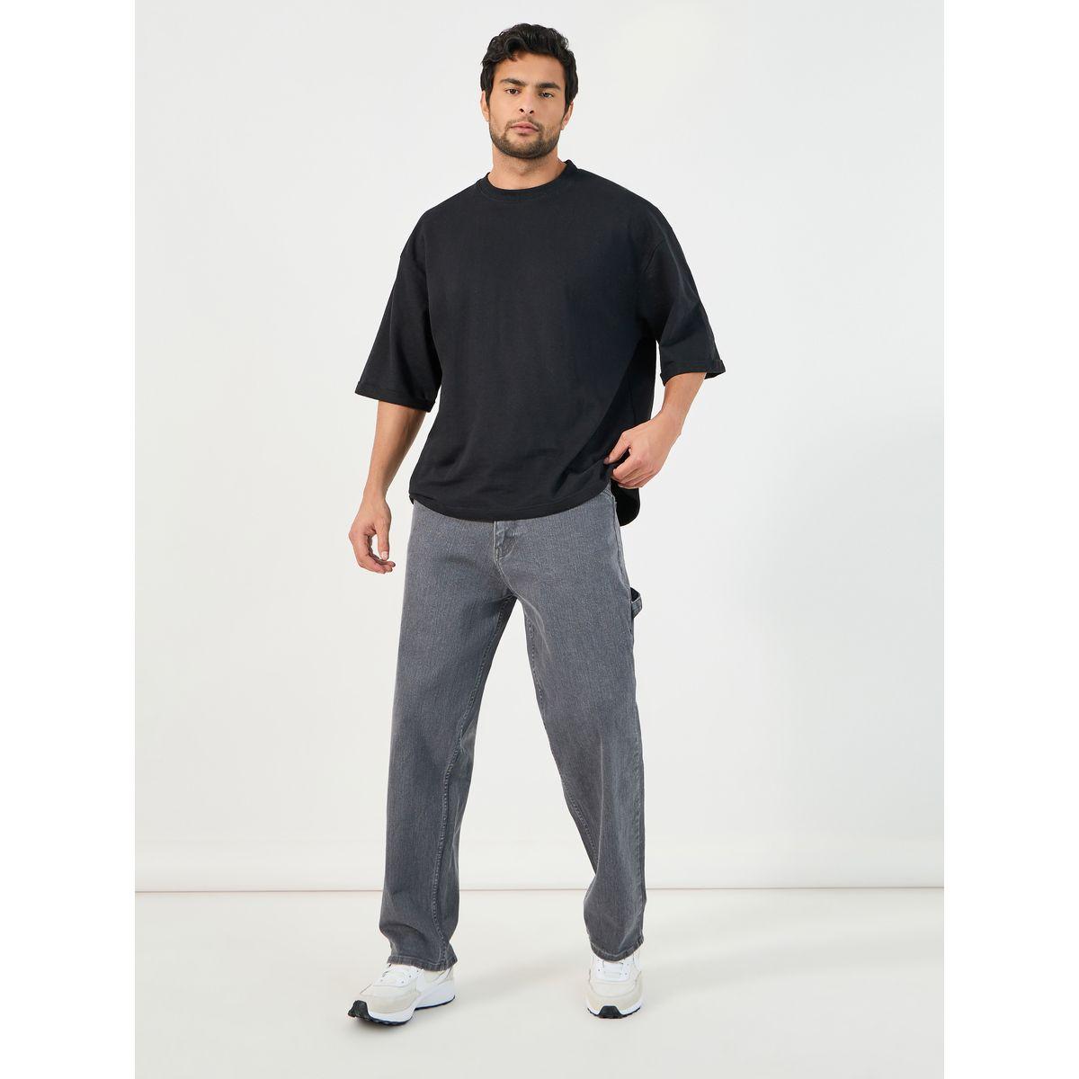 Styli Solid Carpenter Fit Jeans with Pockets-men-clothing-bottoms-jeans-image-2