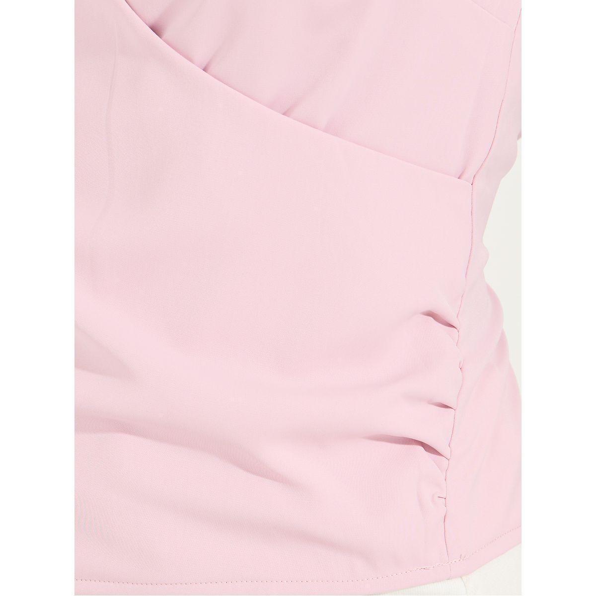 بلوزة سادة بلا اكمام ونمط لف مع قصة عادية-women-clothing-shirtsandblouses-blouses-image-2