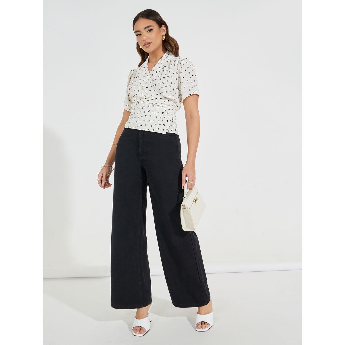 Styli Notch Lapel Wrap Top with Tie Back Detail-women-clothing-shirtsandblouses-blouses-image-2