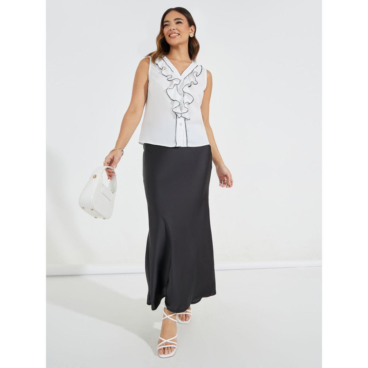Styli Sleeveless Blouse with Contrast Ruffle Detail-women-clothing-shirtsandblouses-blouses-image-2