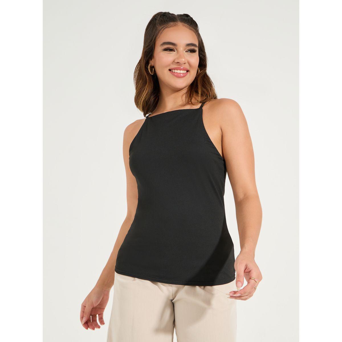 بلوزة كامي بياقة ريسر مع حمالات رفيعة-women-clothing-tshirts-image-3