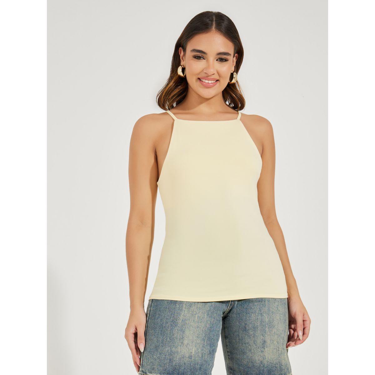بلوزة كامي بياقة ريسر مع حمالات رفيعة-women-clothing-tshirts-image-2