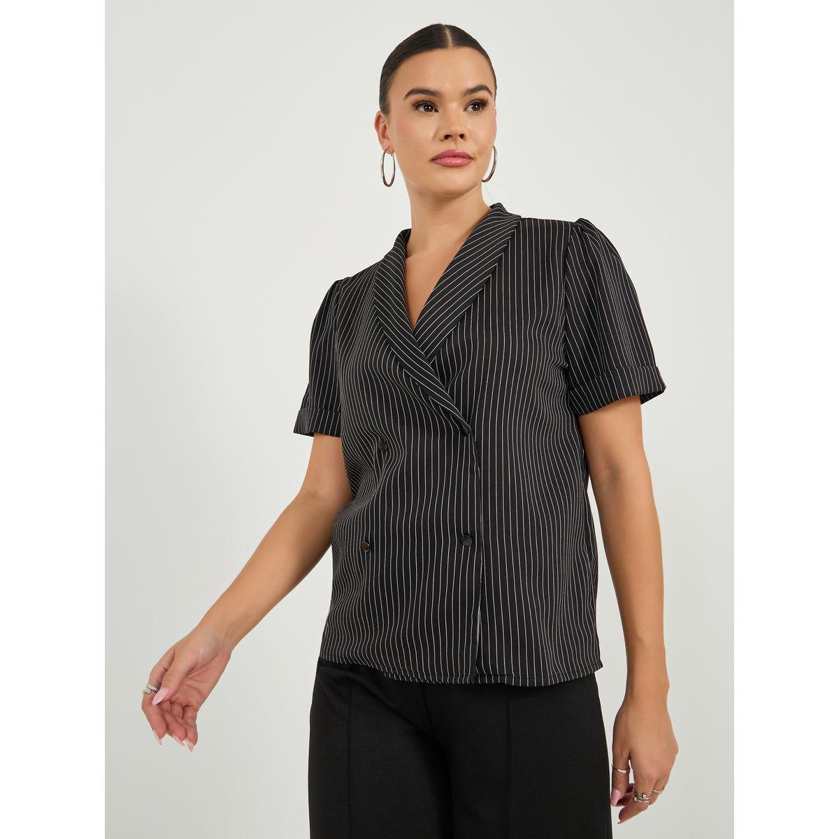 سترة مخططة مزدوجة الصدر-women-clothing-shirtsandblouses-blouses-image-3