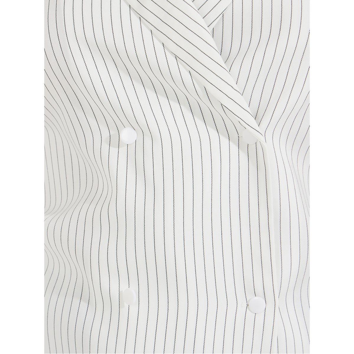 Styli Pinstriped Lapel Collar Wrap Top with Button Detail-women-clothing-shirtsandblouses-blouses-image-3