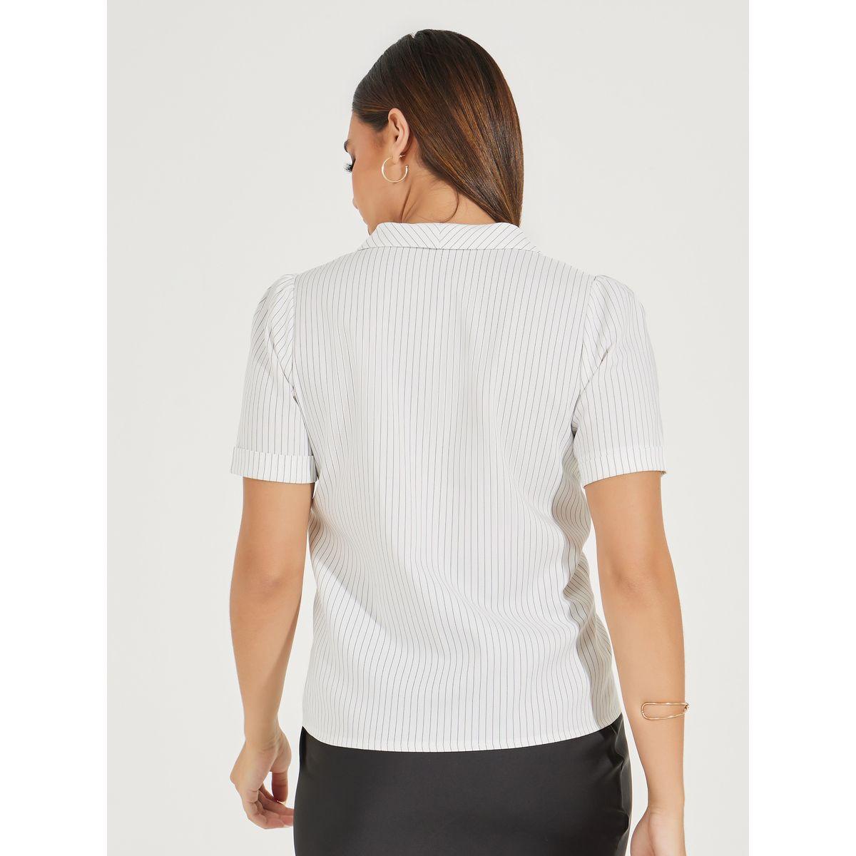 بلوزة مخططة بصدر مزدوج وصفين ازرار-women-clothing-shirtsandblouses-blouses-image-4