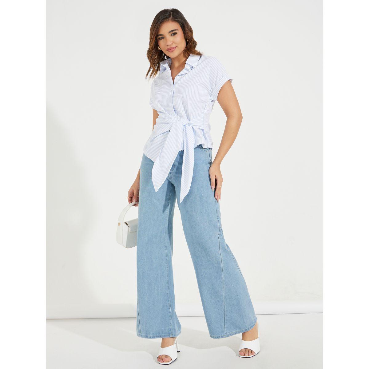 بلوزة مخططة بنمط لف مع اربطة-women-clothing-shirtsandblouses-blouses-image-3
