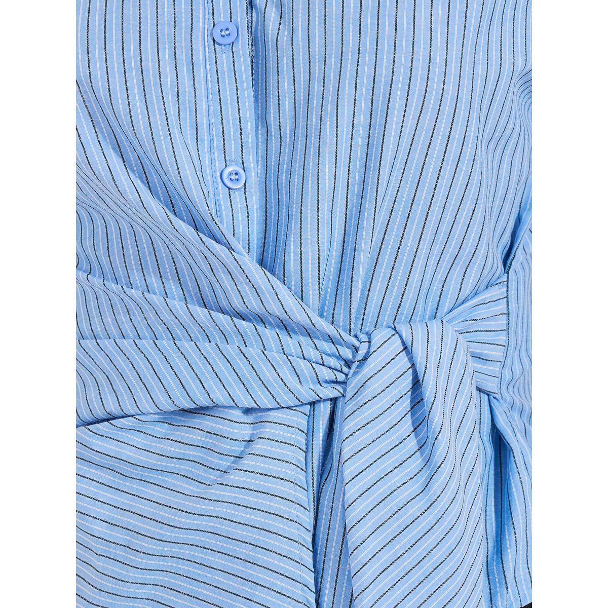 Styli Striped Wrap Tie Front Collared Top-women-clothing-shirtsandblouses-blouses-image-3