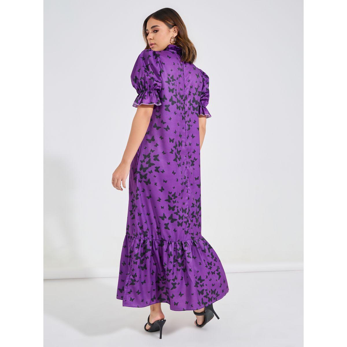 Causey X Styli  All Over Butterfly Print Tie-Up Neck Maxi Dress-women-clothing-dresses-image-6